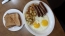 Breakfast Special, 2 eggs, Meat, Home Fries w/ Green Pepper & Onions & Wheat Toast